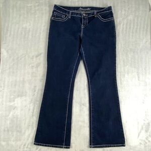 Bluenotes Jeans Womens 32/30 Dark Wash White Stitch Boot Cut Blue Jeans Stretch